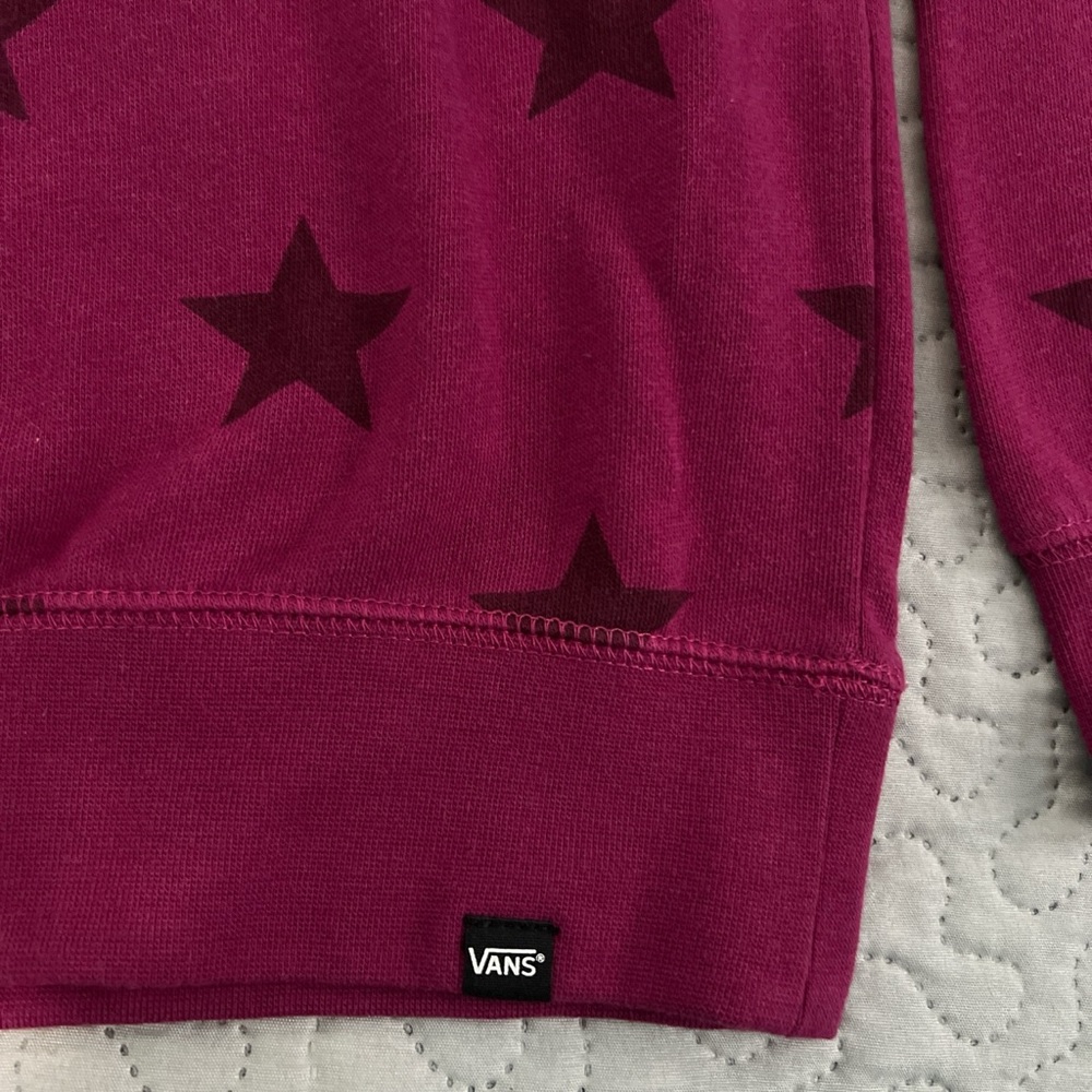 Vans stars crewneck sweater sweatshirt pullover fleece warm small burgundy - Picture 3 of 4